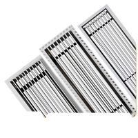 Grille de sortie d'air conditionné central linéaire à cadre étroit en ABS noir, carrée, moderne, à couche unique, avec persiennes intégrées