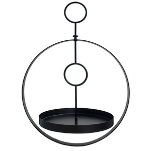 Mangeoire à oiseaux ronde en métal noir durable à suspendre pour jardin, place publique, utilisation en extérieur - Product Image 1