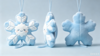 ODM/OEM Personnalisé, Conception IA, Charm de sac en peluche flocon de neige mignon, Pendentif en peluche série hiver, Vente en gros personnalisée, Usine de jouets en peluche