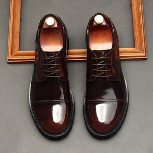Zapatos de Cuero Formales y Casuales de Negocios, Estilo Británico Moderno con Cordones y Punta Redonda, Versión Europea, Mocasines de Piel de Vaca - Product Image 5