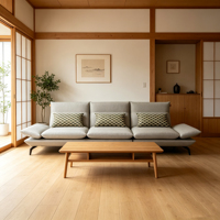 Canapé carré simple en cuir véritable – Usage quotidien, économique, durable et réglable pour villas, maisons de location et projets en gros