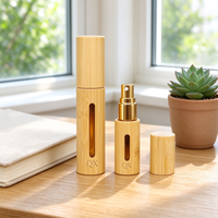 Atomiseur de parfum en bambou naturel rechargeable sur mesure pour voyage, 5 ml, 10 ml, avec pompe dorée, brume fine