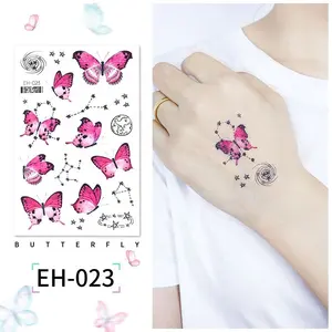 Personalized Custom Wholesale Temporary Body Art Colourful Waterproof Ink Printing 3D Kids Butterfly Tattoo Sticker