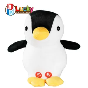 Boneka Penguin karakter kartun lembut kualitas tinggi kustom boneka mewah mainan bicara perekam suara untuk mainan mewah