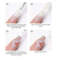 Gel à ongles UV/LED durcissable sans rinçage noir et blanc, colle à embossage 3D pour ongles, gel de sculpture professionnel pour nail art