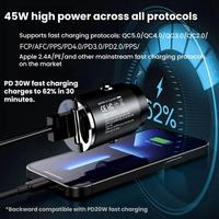 Promo Panas Charger Mobil Mini 45W dengan Cincin Tarik, Adaptor Pengisian Cepat Tipe-C PD untuk Mobil C13-D13