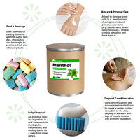 Cristaux de menthol de haute pureté, composé aromatique à la menthe pour les applications industrielles en matière de saveur et de parfum