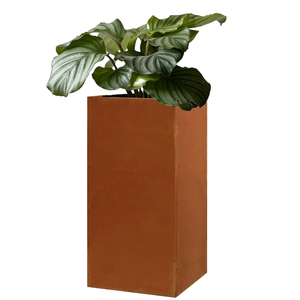 Jardinera Rectangular de Acero Metálico Resistente para Interiores y Exteriores, Maceta con Orificios de Drenaje, Decoración Ecológica para Patio - Product Image 1