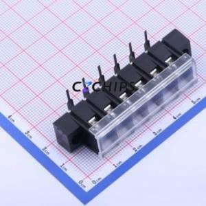 KF28RM-7.62-6P Barrier Terminal Block Bent Lead Through Hole,P=7.62mm Connector With Cover Plate 7.62mm 1x6P Right Angle Pin - Product Image 1