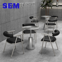 SEM Light Luxury Industrial Runder Edelstahl-Tisch-Stuhl-Set für Café, Zuhause, Bar, Restaurant-Möbel