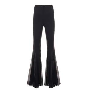 Pantalon évasé d'été pour femme avec empiècements en maille, taille basse, coupe skinny, détails transparents, style Y2K, sexy, streetwear, décontracté - Product Image 6