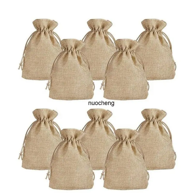 Hot Sale Wholesale Perfume Pouch Jute Burlap Hemp Coffee Bag Dust Jewelry Drawstring Bags Small Linen Cloth Cosmetic Pouches