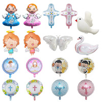 Baptême espagnol Mi Bautizo Globos Prima Comunion Sainte Communion Bougie Pour Décoration De Fête Baby Shower Croix Ballon