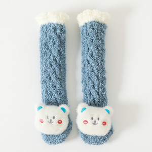Chaussettes en peluche pour bébé, motif ours de dessin animé, hauteur du genou, pantoufles d'animaux 3d, chaussettes de maison épaisses et chaudes, pour garçons et filles, chaussettes en molleton de corail personnalisées, F-853 - Product Image 2