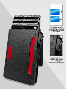 Portefeuille vintage en cuir PU pour homme, avec logo personnalisé, pince à billets, blocage RFID, fin, en métal, pour cartes d'identité et de crédit, porte-monnaie - Product Image 4