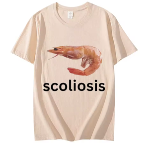 स्कोलियोसिस मजाकिया झींगा मेम टी शर्ट यूनिसेक्स फैशन आकस्मिक टी-शर्ट गर्मियों की छोटी आस्तीन टी शर्ट - Product Image 2