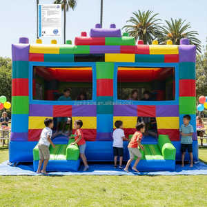 <span class=keywords><strong>Castillo</strong></span> <span class=keywords><strong>Hinchable</strong></span> Bloques Construcción con Aro Baloncesto y Obstáculos, Bouncy Castle Inflable <span class=keywords><strong>para</strong></span> Alquiler Fiestas Infantiles - Product Image 1