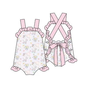 SR4086 Conjunto de pelele personalizado para bebés y niños pequeños, con estampado de flores rosas, manga corta, mono para dormir, conjunto de pelele para niña - Product Image 5