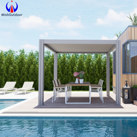 Pergola en aluminium 6063-T6 de qualité restaurant, motorisée, protection contre le soleil et la pluie, finition durable avec revêtement en poudre pour café et restaurant