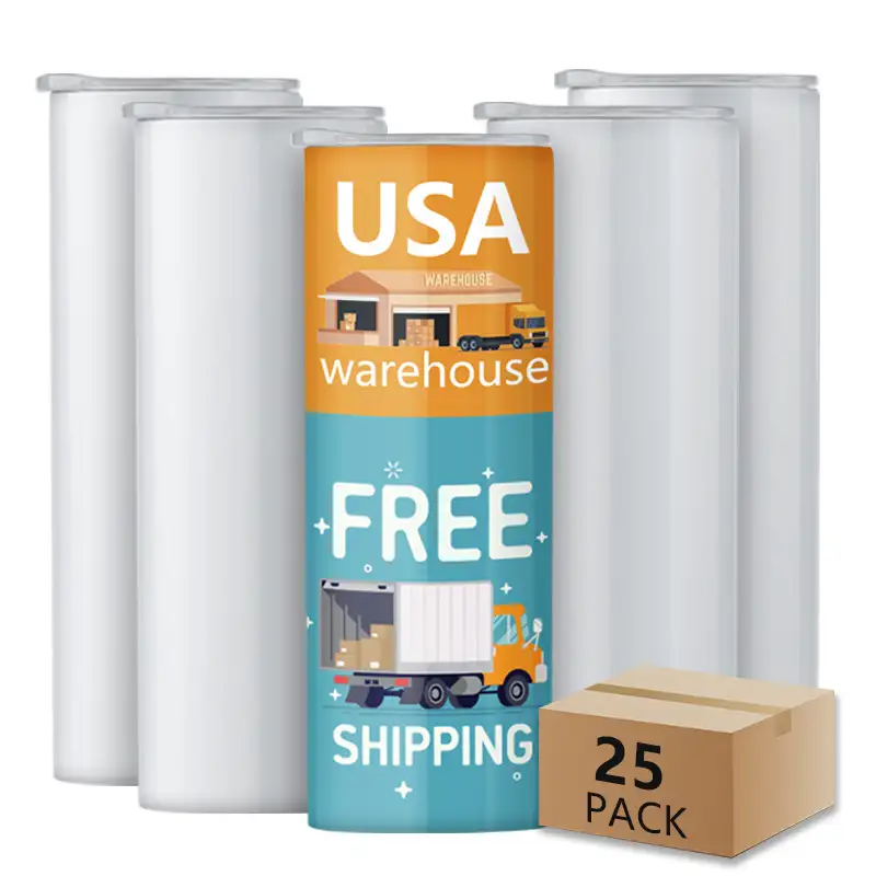 Tumbler 25 Pack Free Shipping USA Warehouse 20oz Straight Skinny Stainless Steel Sublimation Blanks Tumbler