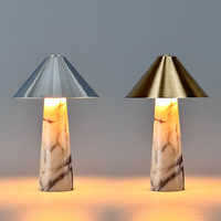 Lampes de table rechargeables en albâtre, batterie 5V, LED moderne, abat-jour en marbre, sans fil, métal, lampe de table portable, chambre à coucher, restaurant