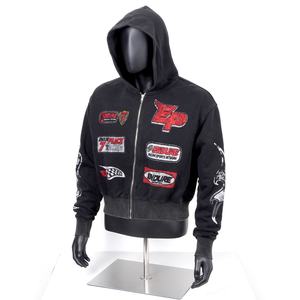 เสื้อฮู้ดดี้ทรงบ็อกซี่พิมพ์ลายสกรีนตามสั่งจาก TOPSHOW GARMENT ผ้าเฟรนช์เทอร์รี่ ลุควินเทจทำสีซีดแบบดิสเทรส ซิปหน้า ทรงครอป สำหรับผู้ชาย - Product Image 1