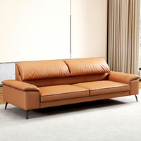 Ensemble de canapés de bureau en cuir de luxe léger avec base métallique pour la maison, le bureau, l'hôtel, l'appartement, l'hôpital - Utilisation commerciale moderne trois places