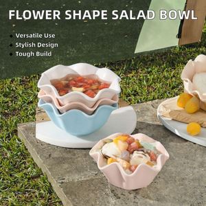 Bols à salade en mélamine blancs personnalisés, forme de fleur, modernes, pour les fêtes - Product Image 2
