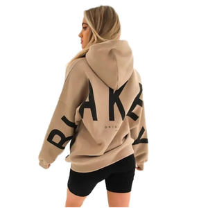 Sudadera con Capucha Larga y Gruesa para Mujer, Estilo Urbano, Estampada, a la Moda Europea y Americana, para Deportes de Invierno al Aire Libre - Product Image 1