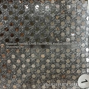 Venta Directa de Fábrica: Tela Brocada Metálica de Lentejuelas Pequeñas Encriptadas de 3mm, con Hilo Dorado y Plateado, para Confección de Prendas - Product Image 4