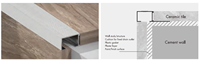 Profilé de nez de marche carré en aluminium sur mesure pour la décoration des escaliers, vente en gros