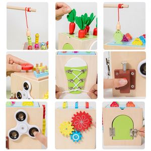 Montessori Early Education Wooden 9-in-1 Multifunctional Activity <b>Box</b> - Fishing, Pulling Carrots, <b>Bug</b> Catching, and More - Product Image 2
