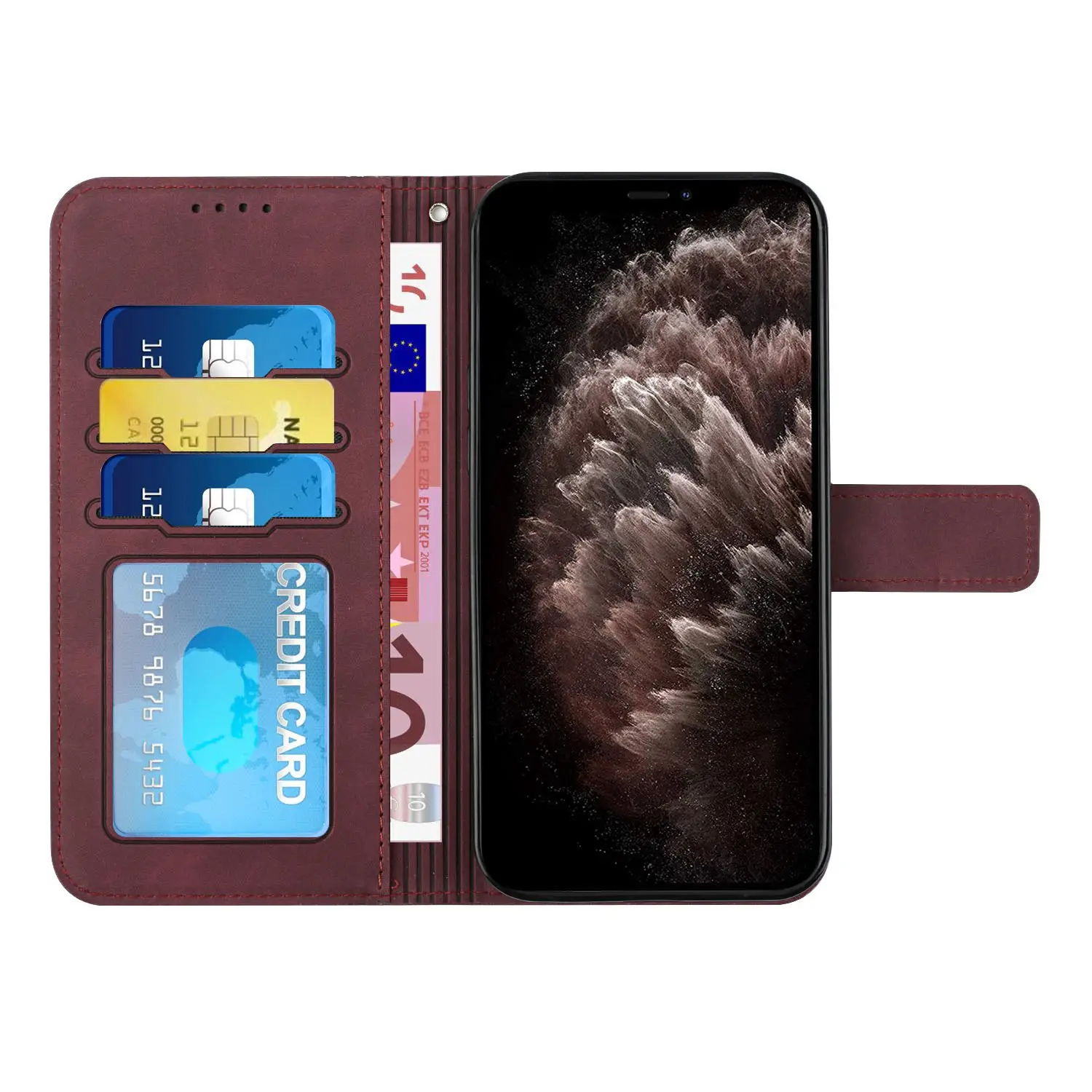 High-End Suede Leather phone case Magnetic shockproof funda de telefono a prueba de golpes w. card slot case for iphone 7 -13 14