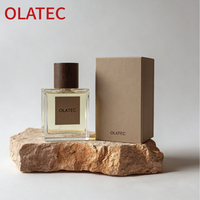 Ensemble de flacons de parfum en verre personnalisés, pompe pulvérisatrice, bouchon en bois, étiquettes en papier imprimées disponibles, tailles 30/50/100 ml, emballage cadeau