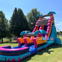 Château gonflable commercial personnalisé avec toboggan aquatique et piscine pour sports nautiques en extérieur