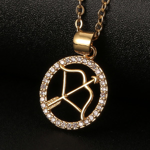 Collar con Colgante de los 12 Signos del Zodiaco Chapado en Oro de 18k, Collar Redondo con Circonita Cúbica para <span class=keywords><strong>Mujer</strong></span> - Product Image 3