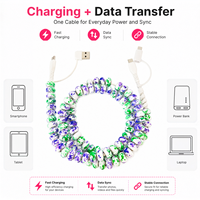 Câble de charge FASHLINK 4 en 1 avec perles graffiti, cordon de charge multi-USB, connecteur multi-type C, câble de téléphone