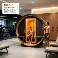 Cabine de sauna circulaire extérieure pour jardin et resort, 1800x2100mm, en bois de cèdre, de pruche et d'épicéa, grande cabine de sauna