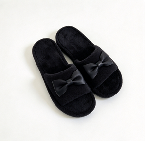 Chaussons en fausse fourrure douce pour femme, à bout ouvert, avec nœud, semelle en mousse à mémoire de forme, pour intérieur, élégants, en fausse fourrure corail - Product Image 2