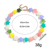 Collier de perles étoiles transparentes géométriques colorées et amusantes, style décontracté et charmant, idéal pour les vacances, cadeau pour femmes et jeunes filles