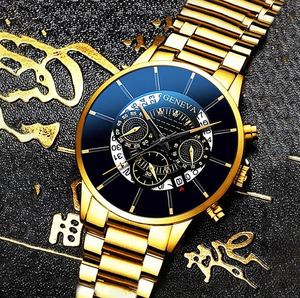 Wholesale Fashion Men's Stainless Steel Bracelet Pendant Necklace Ring Quartz <strong>Watch</strong> <strong>Set</strong> <strong>Geneva</strong> Business Calendar 40mm Glass - Product Image 4