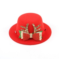 Chapeau de Noël pour animaux de compagnie avec nœud et décorations de bois de cerf, accessoire de tête rouge pour petits chiens et chats