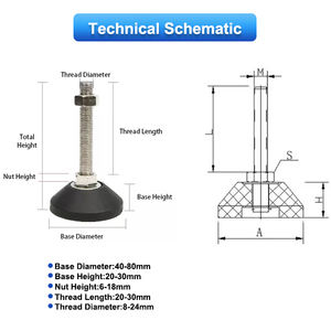 Nylon Basis Dia 40Mm Schroef Lengte 50Mm Fabriek Verstelbare Voeten Nivellering Voeten Transportband Verstelbare Voeten M10 Meubelpoten - Product Image 3
