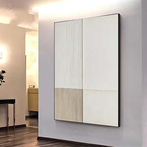 Lớn màu trắng và màu be 3D Kết cấu kem hiện đại tối giản Tường trắng nghệ thuật trừu tượng dày vẽ tay bức tranh sơn dầu - Product Image 2