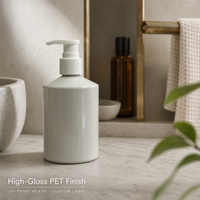 Bouteille PET vide de 300 ml avec pompe à lotion 24/410, logo personnalisé, conteneur cosmétique rond en plastique compatible avec le bouchon à vis du pulvérisateur