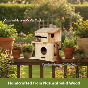 Mangeoire suspendue en bois pour écureuils, boîte de rangement <span class=keywords><strong>d</strong></span>'extérieur pour noix avec fenêtre <span class=keywords><strong>d</strong></span>'observation, mangeoire pour animaux sauvages - Product Image 6