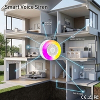 Sirène d'alarme vocale intelligente Tuya Zigbee pour maison connectée, détecteur de mouvement, de fumée et de fuite de gaz, alerte personnalisée, 105 dB, à brancher, blanc