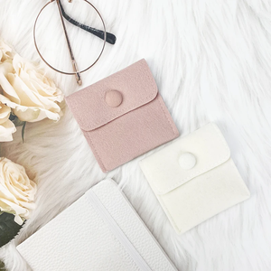Mini pochette de luxe en faux daim souple, style enveloppe, avec bouton, pour bijoux, cadeaux de mariage, logo personnalisé imprimé, petite taille - Product Image 4