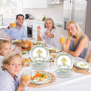 Factory Direct OEM 9 Inch Disposable Modern Religious Cross Paper <b>Plates</b> for Baptism Party Decorations Modern Style - Product Image 4
