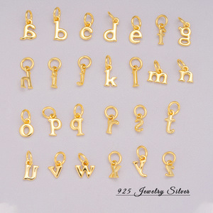 925 argento Sterling 26 lettere smalto lettere A-Z ciondoli ciondolo minuscolo ABC per fai da te nome personalizzato parola - Product Image 1